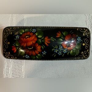 Russian Hand-Painted Zhostovo-Style Floral Hair Clip/Barrette